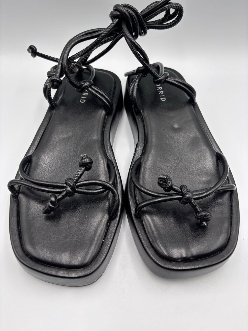 Torrid Sandals Ankle Strappy Flatform Shoes Summer Boho Black 8 WW (EXTRA WIDE)